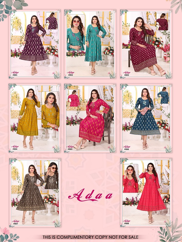 Adaa Vol 2 By Fashion Talk Rayon Printed Designer Kurtis Wholesale Shop In Surat
